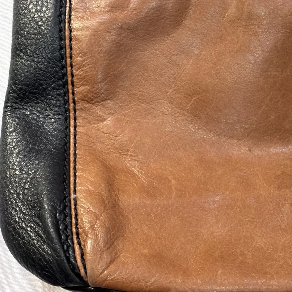 The Sak Leather Colorblock Crossbody Bag Tri-Tone Black Brown Cream Boho...‎